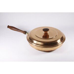 Vintage Tagus copperware pan, country kitchen cookware chafing dish, copper food